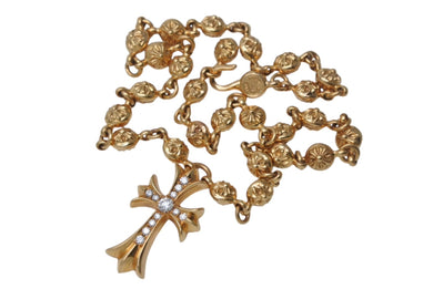 極美品 CHROME HEARTS クロムハーツ オーダー品 クロスボールチェーン 22K ネックレス 202g 全長約60cm 中古 4c068445