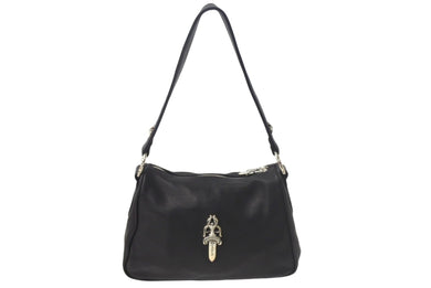 新品未使用 CHROME HEARTS クロムハーツ チキンナゲットスモール ショルダーバッグ ダガー レザー シルバー925 ブラック 中古 4c068448