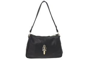 新品未使用 CHROME HEARTS クロムハーツ チキンナゲットスモール ショルダーバッグ ダガー レザー シルバー925 ブラック 中古 4c068448