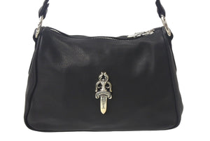 新品未使用 CHROME HEARTS クロムハーツ チキンナゲットスモール ショルダーバッグ ダガー レザー シルバー925 ブラック 中古 4c068448