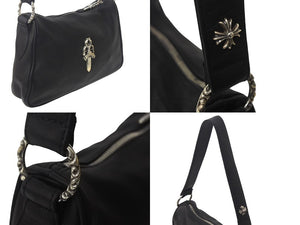 新品未使用 CHROME HEARTS クロムハーツ チキンナゲットスモール ショルダーバッグ ダガー レザー シルバー925 ブラック 中古 4c068448