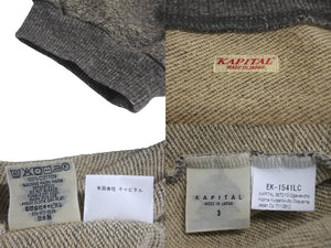 極美品 KAPITAL キャピタル GRANDRELLE FLEECE KNIT スウェット EK-1541LC サイズ3 グレー ベージュ コットン 中古 4c068457 
