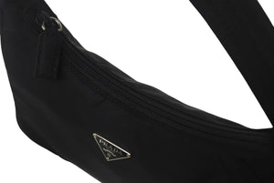 PRADA プラダ ホーボー MV515 ハンドバッグ ミニバッグ 三角ロゴプレート ナイロン ブラック 美品 中古 4c068460 
