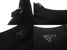 画像をギャラリービューアに読み込む, PRADA プラダ ホーボー MV515 ハンドバッグ ミニバッグ 三角ロゴプレート ナイロン ブラック 美品 中古 4c068460 