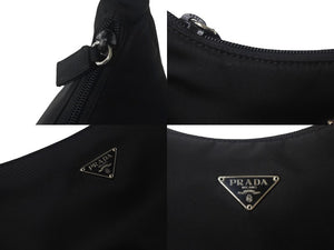 PRADA プラダ ホーボー MV515 ハンドバッグ ミニバッグ 三角ロゴプレート ナイロン ブラック 美品 中古 4c068460 