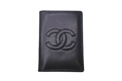 CHANEL シャネル ココマーク カードケース ブラック 3番台 キャビアスキン ロゴ 名刺入れ 美品 中古 4c068462