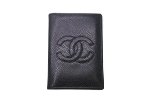 CHANEL シャネル ココマーク カードケース ブラック 3番台 キャビアスキン ロゴ 名刺入れ 美品 中古 4c068462