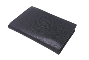 CHANEL シャネル ココマーク カードケース ブラック 3番台 キャビアスキン ロゴ 名刺入れ 美品 中古 4c068462