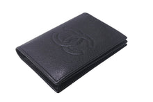 Load image into Gallery viewer, CHANEL シャネル ココマーク カードケース ブラック 3番台 キャビアスキン ロゴ 名刺入れ 美品 中古 4c068462