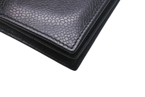 CHANEL シャネル ココマーク カードケース ブラック 3番台 キャビアスキン ロゴ 名刺入れ 美品 中古 4c068462