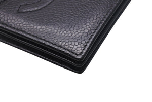 CHANEL シャネル ココマーク カードケース ブラック 3番台 キャビアスキン ロゴ 名刺入れ 美品 中古 4c068462