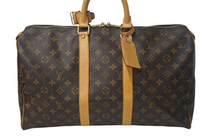 LOUIS VUITTON ルイヴィトン キーポル45 ボストンバッグ M41428 モノグラムキャンバス ブラウン ゴールド金具 美品 中古 4c068466