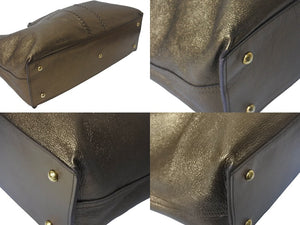 YVES SAINT LAURENT イヴサンローラン ネオ ダブルリバーシブルトートバッグ 265702 レザー ベージュ ゴールド 美品 中古 4c068475 