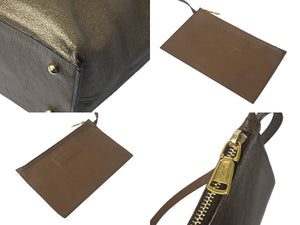 YVES SAINT LAURENT イヴサンローラン ネオ ダブルリバーシブルトートバッグ 265702 レザー ベージュ ゴールド 美品 中古 4c068475 