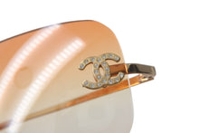 Load image into Gallery viewer, CHANEL シャネル ココマーク サングラス 4017-D c125/56 サイズ 62□17 120 オレンジ ラインストーン 美品 中古 4c068484