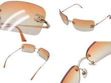 Load image into Gallery viewer, CHANEL シャネル ココマーク サングラス 4017-D c125/56 サイズ 62□17 120 オレンジ ラインストーン 美品 中古 4c068484
