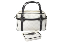 Load image into Gallery viewer, LOEWE ロエベ ハンドバッグ リピート アナグラム 290510 ホワイト ブラウン PVC レザー シルバー金具 美品 中古 4c068487