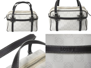 LOEWE ロエベ ハンドバッグ リピート アナグラム 290510 ホワイト ブラウン PVC レザー シルバー金具 美品 中古 4c068487