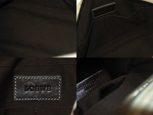 LOEWE ロエベ ハンドバッグ リピート アナグラム 290510 ホワイト ブラウン PVC レザー シルバー金具 美品 中古 4c068487