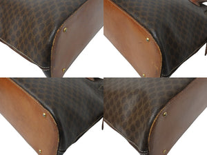 CELINE セリーヌ マカダム ハンドバッグ ボリード型 M94 ヴィンテージ PVCレザー ブラウン ゴールド金具 中古 4c068489