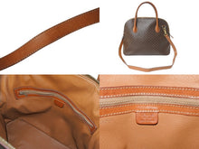 Load image into Gallery viewer, CELINE セリーヌ マカダム ハンドバッグ ボリード型 M94 ヴィンテージ PVCレザー ブラウン ゴールド金具 中古 4c068489