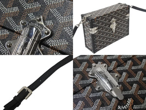 Pre-owned Goyard Cassette Trunk Bag, Goyardine Canvas, Black/Brown with Silver Hardware, Excellent Condition, Item Number 4c068491 