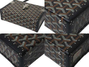 Pre-owned Goyard Cassette Trunk Bag, Goyardine Canvas, Black/Brown with Silver Hardware, Excellent Condition, Item Number 4c068491 