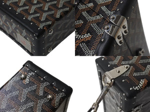 Pre-owned Goyard Cassette Trunk Bag, Goyardine Canvas, Black/Brown with Silver Hardware, Excellent Condition, Item Number 4c068491 