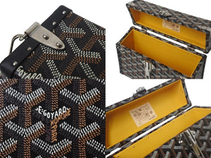 Pre-owned Goyard Cassette Trunk Bag, Goyardine Canvas, Black/Brown with Silver Hardware, Excellent Condition, Item Number 4c068491 