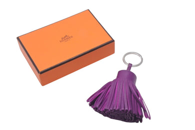 HERMES エルメス カルメン アネモネ バッグチャーム キーリング フランス製 シルバー金具 アニューミロ ヴァイオレット 美品 中古 4c068509