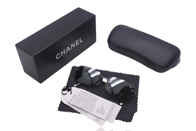 CHANEL シャネル リムレス サングラス メガネ 4120-B イタリア製 メタル ラインストーン ブラック サイズ55□16 美品 中古 4c068527