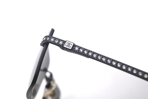 CHANEL シャネル リムレス サングラス メガネ 4120-B イタリア製 メタル ラインストーン ブラック サイズ55□16 美品 中古 4c068527