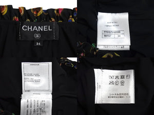 新品同様 CHANEL シャネル ブラウス P70157V48980 サイズ34 21SS ココマーク ブラック 総柄 ポリエステル ポリウレタン 中古 4c068533