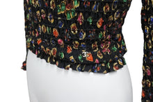 Load image into Gallery viewer, 新品同様 CHANEL シャネル ブラウス P70157V48980 サイズ34 21SS ココマーク ブラック 総柄 ポリエステル ポリウレタン 中古 4c068533