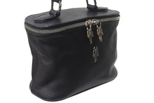 Load image into Gallery viewer, 極美品 CHROME HEARTS クロムハーツ VANITY BAG ダガー バニティバッグ ポーチ ハンドバッグ レザー シルバー925 ブラック 中古 4c068538
