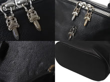 Load image into Gallery viewer, 極美品 CHROME HEARTS クロムハーツ VANITY BAG ダガー バニティバッグ ポーチ ハンドバッグ レザー シルバー925 ブラック 中古 4c068538