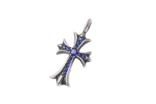 Load image into Gallery viewer, ChromeHearts クロムハーツ ネックレストップ タイニーファットクロス 2000 925 サファイア 6.051g シルバー ブルー 美品 中古 4c068622