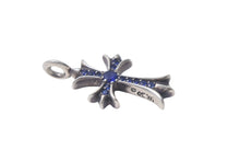 Load image into Gallery viewer, ChromeHearts クロムハーツ ネックレストップ タイニーファットクロス 2000 925 サファイア 6.051g シルバー ブルー 美品 中古 4c068622
