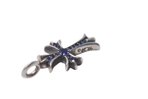 ChromeHearts クロムハーツ ネックレストップ タイニーファットクロス 2000 925 サファイア 6.051g シルバー ブルー 美品 中古 4c068622