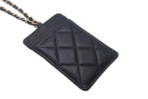 CHANEL シャネル マトラッセ チェーン パスケース 30番台 ラムスキン ネイビー ココマーク ゴールド金具 良品 中古 4c068629