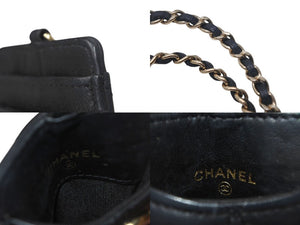 CHANEL シャネル マトラッセ チェーン パスケース 30番台 ラムスキン ネイビー ココマーク ゴールド金具 良品 中古 4c068629