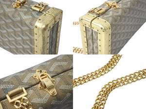 Goyard ゴヤール サントノレ トランクバッグ バゲットクラッチ ヘリンボーン柄 PVC レザー ゴールド金具 美品 中古 4c068639