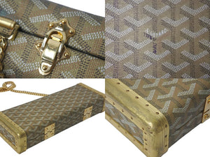 Goyard ゴヤール サントノレ トランクバッグ バゲットクラッチ ヘリンボーン柄 PVC レザー ゴールド金具 美品 中古 4c068639