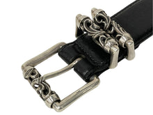 Load image into Gallery viewer, CHROME HEARTS クロムハーツ ローラーリンクベルト サイズ34 ケルティック 重量1318g .925刻印 ブラック レザー シルバー925 美品 中古 4c068641