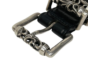 CHROME HEARTS クロムハーツ ローラーリンクベルト サイズ34 ケルティック 重量1318g .925刻印 ブラック レザー シルバー925 美品 中古 4c068641