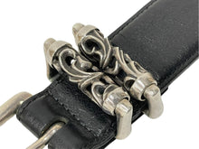 Load image into Gallery viewer, CHROME HEARTS クロムハーツ ローラーリンクベルト サイズ34 ケルティック 重量1318g .925刻印 ブラック レザー シルバー925 美品 中古 4c068641