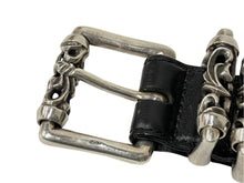 Load image into Gallery viewer, CHROME HEARTS クロムハーツ ローラーリンクベルト サイズ34 ケルティック 重量1318g .925刻印 ブラック レザー シルバー925 美品 中古 4c068641