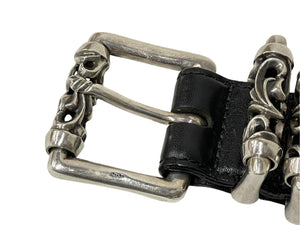 CHROME HEARTS クロムハーツ ローラーリンクベルト サイズ34 ケルティック 重量1318g .925刻印 ブラック レザー シルバー925 美品 中古 4c068641