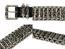 Load image into Gallery viewer, CHROME HEARTS クロムハーツ ローラーリンクベルト サイズ34 ケルティック 重量1318g .925刻印 ブラック レザー シルバー925 美品 中古 4c068641