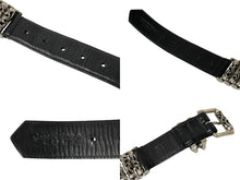 Load image into Gallery viewer, CHROME HEARTS クロムハーツ ローラーリンクベルト サイズ34 ケルティック 重量1318g .925刻印 ブラック レザー シルバー925 美品 中古 4c068641